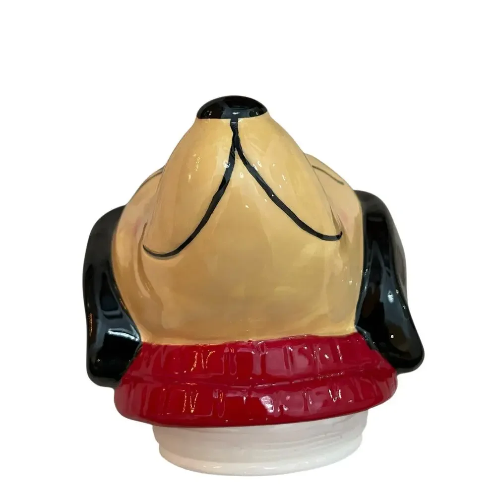 NEW Valentine's Dog Dachshund Cookie Jar Red Sweater Pink Hearts Hand Painted